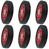 HOZEON 6 Stück flache Gummireifen, 15,2 x 3,8 cm, 1,27 cm Achsloch, solide Dolly Räder, Ersatz, Sackkarrenrad, max. Tragkraft 79,8 kg