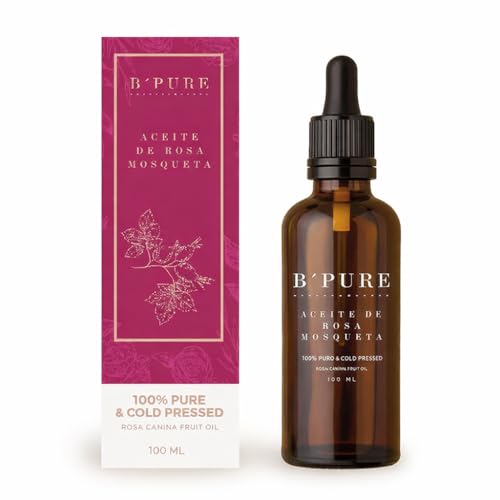 Aceite de Rosa Mosqueta Puro 100% Prensado en Frío – 100ml – Para Cara y Cuerpo – Cicatrices, Estrías y Manchas – Hidratante Antiedad Natural – Formato Ahorro – B’PURE
