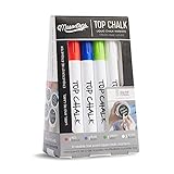 Top Chalk - Professional Liquid Chalk Ink Marker Pens - 6 Pack Fine-Tip (Blue, Green, Purple, Red and 2 x White)