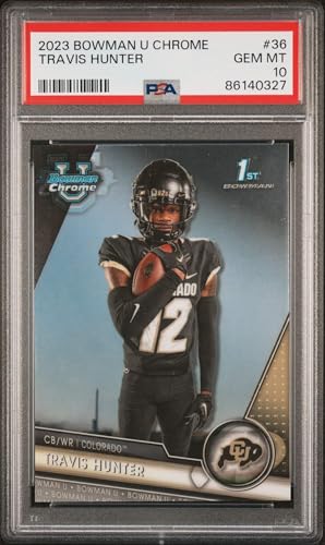 Graded 2023 Topps Bowman U Chrome Travis Hunter #36 Rookie RC Football Card PSA 10 Gem Mint