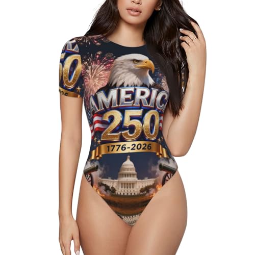 2026 250 Years 1776-2026 250th Birthday Eagle Liberty Art One Piece Swimsuits for All Women, Vintage Crewneck Swimdress Monokini Tummy Control Bikini Set Bathing Suit