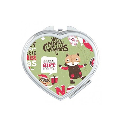 Miroir de poche portable Noël petit miroir main compact mignon forme cœur