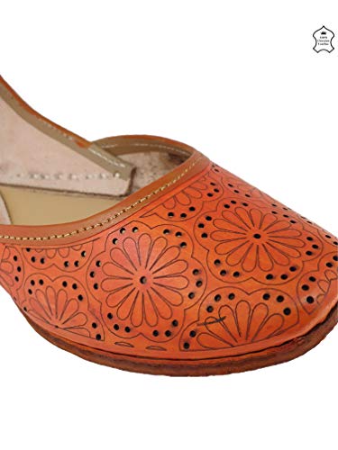 Image of Fulkari Women Cutwork Casual Genuine Soft Leather Jutis | Bite and Pinch Free Juttis | Punjabi Jutti | Girl's Office Flat Ladies Mojari | dailywear Ethnic Juti |