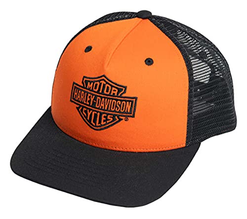 Harley-Davidson Men s Classic B&S Snapback Two-Tone Trucker Cap - Orange Black