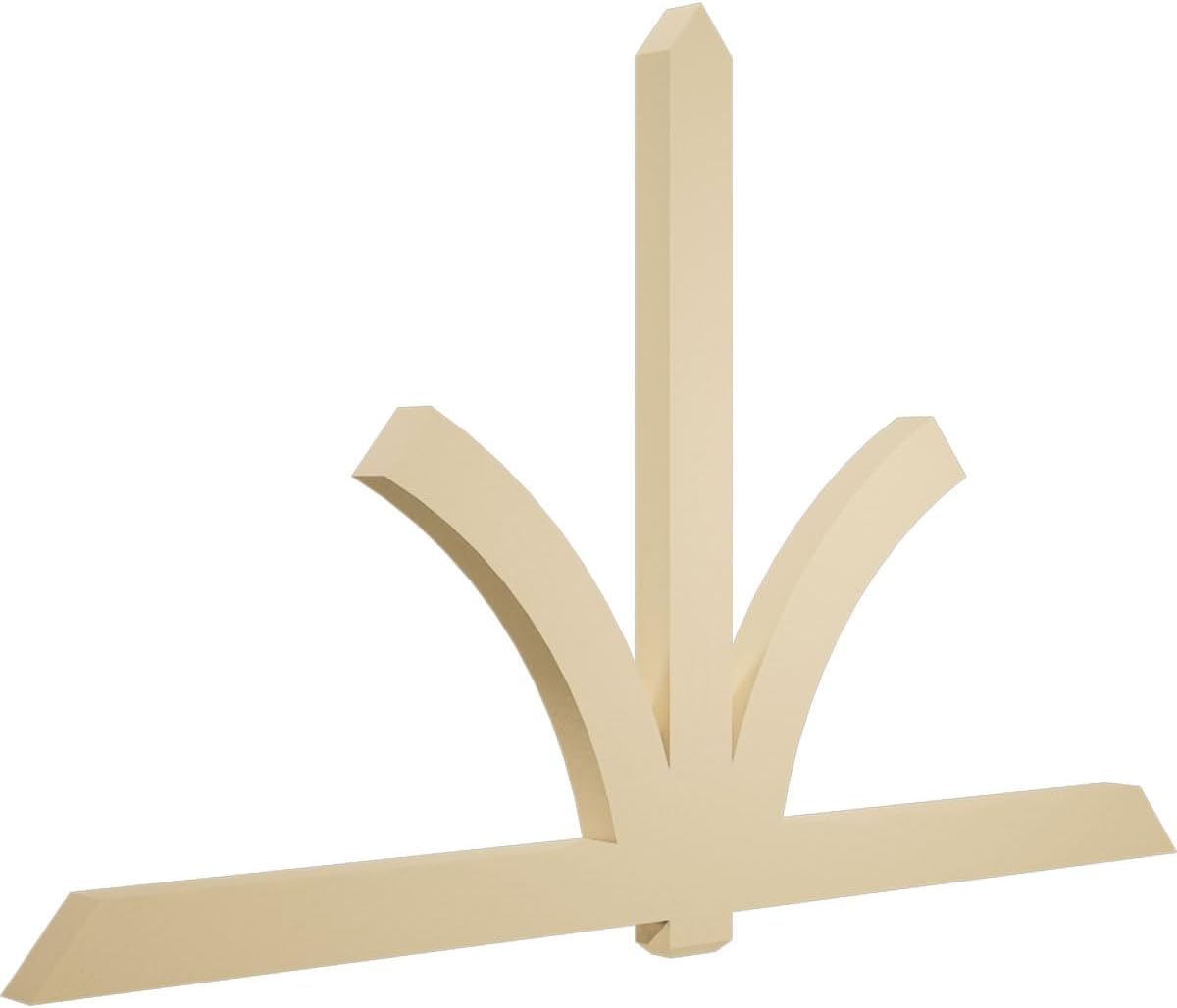 108"W x 67 1/2"H x 4"D x 6"F, 15/12 Pitch, Redmond Signature Urethane Gable Bracket, Primed Tan