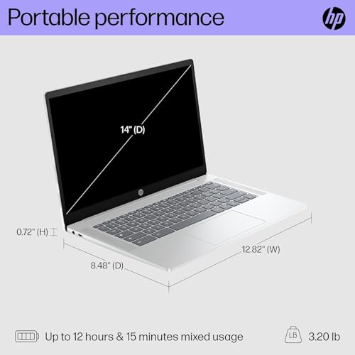 HP Chromebook 14インチ ノートパソコン FHD ディスプレイ Intel N100 4GB RAM 64GB eMMC Intel UHD Graphics Chrome OS 14a-nf0009nr (2024)