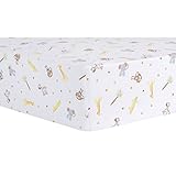 Trend Lab Jungle Fun Animal Fitted Crib Sheet, White