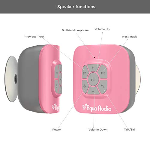 Gideon Portable Waterproof Bluetooth Speaker with Suction Cup - 10 Hours Playtime/Built-in Mic (Pink)