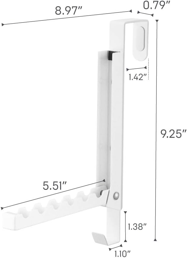 YAMAZAKI Home Smart Over The Door Coat Hook Organizer Collapsible Foldable Rack for Entryway Or Bedroom Closet - 2-Hook - Steel