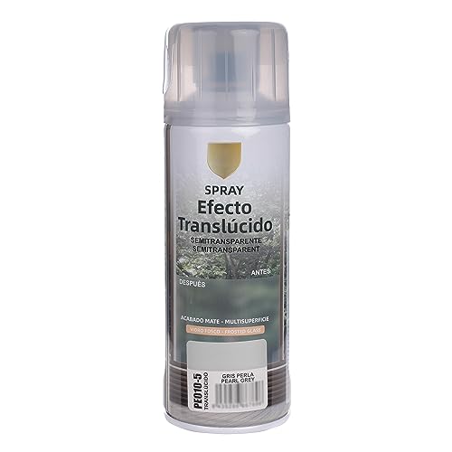 H HANSEL HOME Pintura Spray Vidrio y Cristal, Spray Esmerilado Cristal, Pintura para Pintar Vidrio, Efecto Translúcido Semitransparente - Gris Perla 400ml