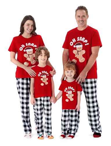 PATPAT Pijama de Natal combinando para a família, blusa de manga curta e calça longa, pijamas de Nat