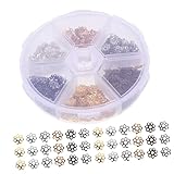 ULDIGI フラワービーズキャップ アイロンビーズ ジュエリー作り用 スペーサー付き ネックレス ブレスレット 工芸品制作 チョーカー修理 装飾パーツ