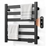 Heated Towel Rack for Bathroom - 6 Bars Towel Warmer Rack Wall Mounted with Intelligent Touch Screen Timer & Temperature Multi-Level Adjustments for Bathroom Shower Hot Tub Spa, Black