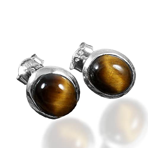 Tiger Eye Gemstone Solid 925 Sterling Silver Stud Earring For Women & Girls, Mothers Day Gift Jewelry #TOP9