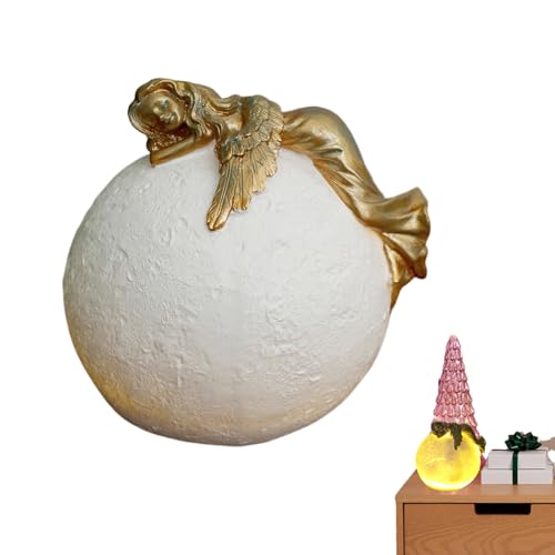 XUQEAYWD Lámpara de planeta para la habitación de los niños, lámpara de luna 3d - Resin 3d Creative Moon Light,Lámpara de escritorio con batería, iluminación ambiental interior para dormitorio, sala