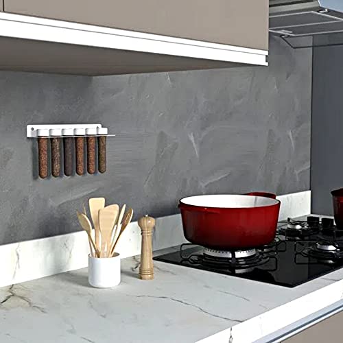 Porta Tempero para Parede, com 5 Tubos em Acrílico, Branco, DiCarlo