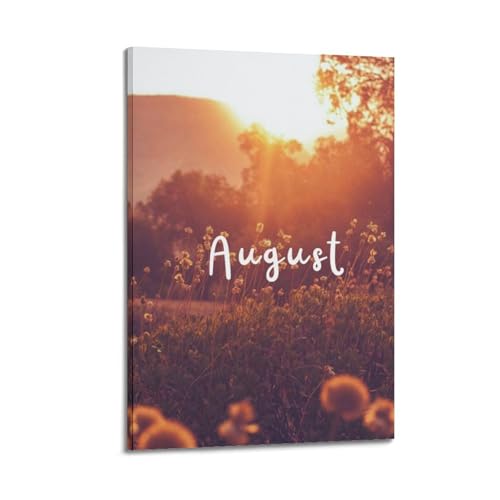 Poster moderne August Sunset Field JIDUHON pour un salon chaleureux