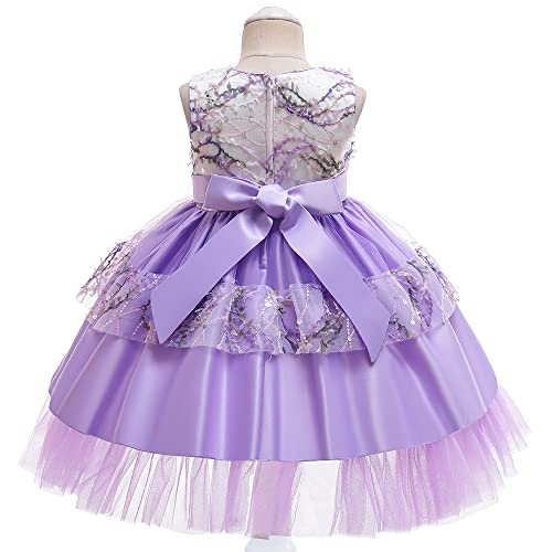 Robe de princesse élégante violette à paillettes filles - 2
