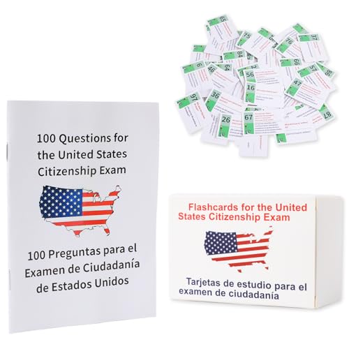 U.S Civics Test Flash Cards Combo Set with Bilingual Booklet - English/Spanish,Flashcards for The United States Citizenship,Naturalization Study Guide with 100 US Civics Questions & Answers