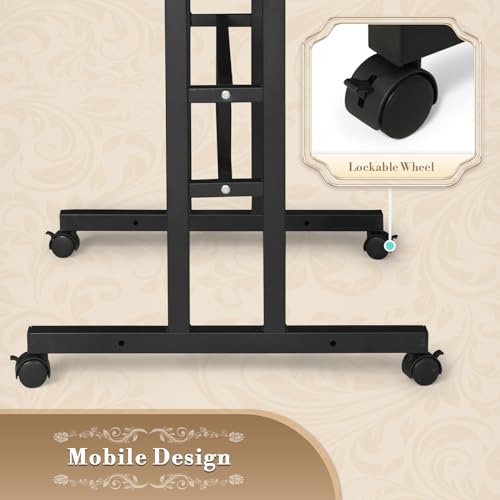 Athena Collection DS-AT-003BKBKA20 Height Adjustable Rolling Desk Mobile Portable Laptop Stand Cart Small Sit Standing Desk Computer Table Workstation thumb #7