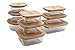 Wooglaste - Contenedor de Alimentos - Recipiente de Vidrio Resistente al Calor - Tapa Hermética de Madera de Bambú - 3 Formas y 3 Dimensiones - Juego de 9