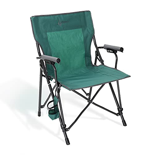Arrowhead Outdoor Portable Solid Hard-Arm High-Back Folding Camping Quad Chair, Heavy-Duty Carrying Bag, Cup Holder Included W/Side Pouch, Supports Up To 300Lbs, Usa-Based Support (Green) #TOP4