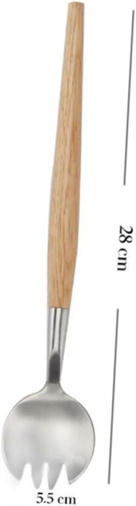 Stainless Steel Salad Fork Wooden Handle Food Serving Fork for Everyday Dining and Restaurant Use Easy to Clean and Ergonomic Design