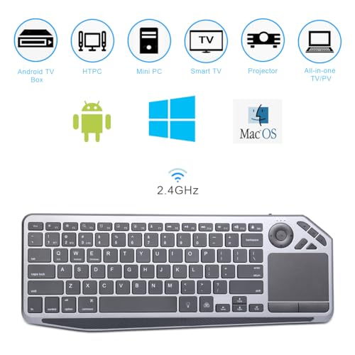 Coastacloud Slim Wireless TV Keyboard with Touchpad, 7-Colors Backlit PC/HTPC Bluetooth Keyboard Build in Trackpad with Media Control, Easy Connected with Windows/Android Laptop/Tablet/Chrome OS - Thumbnail 4