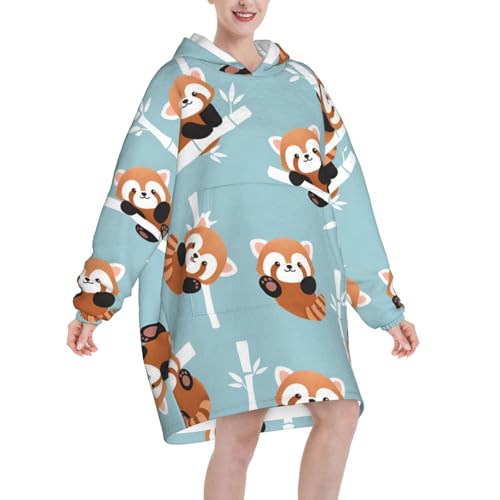 Couverture à capuche panda roux douce, une idée cadeau cocooning - 2