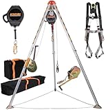 KSEIBI 423991 Aluminum Confined Space Tripod Kit Manhole Entry and Rescue Kit, SRL Kit, Fall Protection Safety Harness