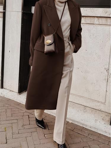 IDEALSANXUN Long Wool Coats for Women 2026 Chocolate Brown Clothes Fall Winter Trench Coats Tweed Blazer Dressy Jackets, Coffee, M