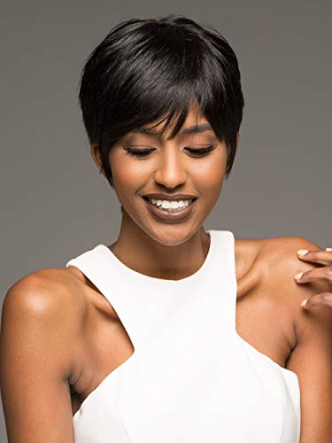 Dai Cloud Short Pixie Cut Black Wigs for Black Women Synthetic Heat Resistant Cosplay Party Bangs Wig