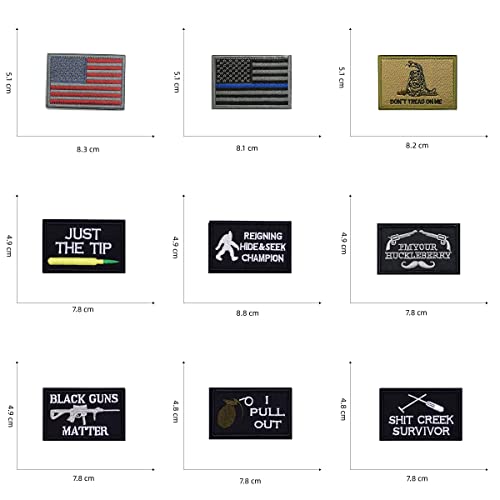 Tornado-Storm 9 Pcs Thin Blue Line Usa Flag American Tactical Gears Military Uniforms Morale Embroidered Patches Sew On Decoration Appliques For Clothes Cap Backpacks Hook And Loop (Command Velcro) #TOP1