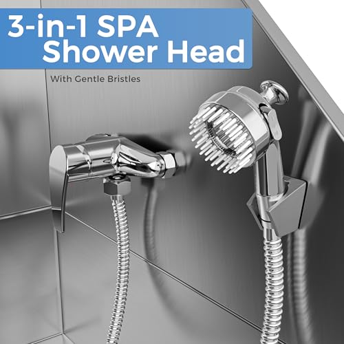 Burano Banheira de aço inoxidável de 96,5 cm para cuidados com cães – Estação de banho profissional