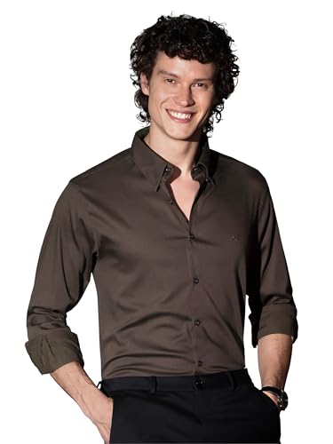 Image of BEYOUNG Regular Fit Formal Satin Shirt for Men | Full Sleeves | Men's Stylish Satin Silk Shirt | Formal Shirt | Buttondown Collar | Satin Solid Shirt for Men