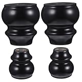 Happyyami 4個 耐久性の 黒色実木家具脚 ソファ コーヒーテーブル キャビネット用 脚パッド付き 滑り止め保護 クラシックデザイン