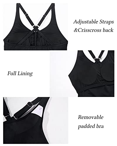 Image of Yonique Womens Tankini Top Only Athletic Swim Top Modest Tankini Swimsuit No Bottom