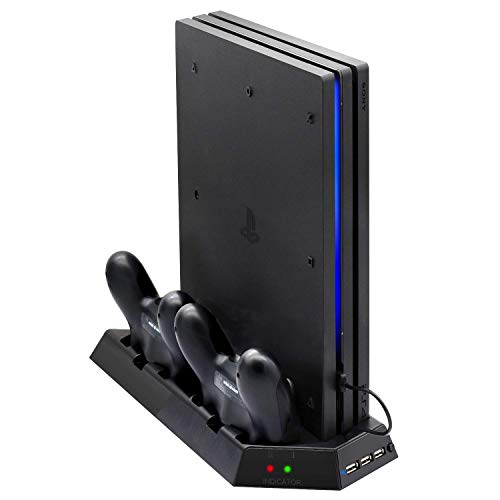 Linkstyle PS4 Pro Vertical Stand Cooling Fan Controller Charging Station with LED Light Indication Playstation 4 Pro Console Holder