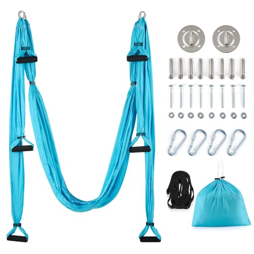 ZELUS Amaca Yoga Antigravity Amaca Aerea per Yoga Aereo Set Amaca Yoga Aereo con 2 Cinghie di Estensione e Kit di Montaggio a Soffitto capacità 180 kg