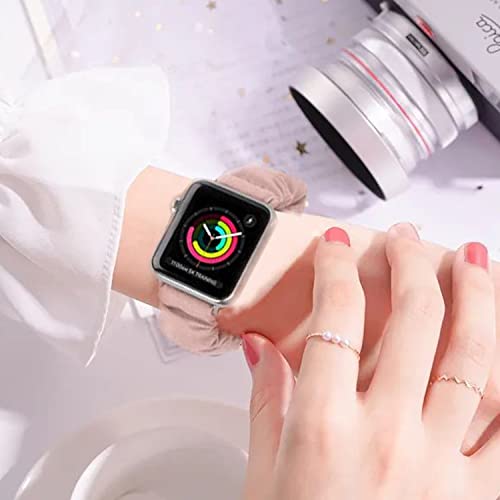 DKGKOO Scrunchie Watch Strap for Women Compatible with iwatch Series 9 8 7 6 5 4 3 2 1 SE (C(Gray/Black/Pink/Purple/White) - Image 4