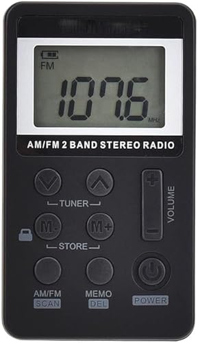 MMLLZEL Mini Radio Portátil AMFM Receptor de radio de bolsillo estéreo de doble banda con pantalla LCD y auriculares (color E, tamaño 3.307 * 1.890