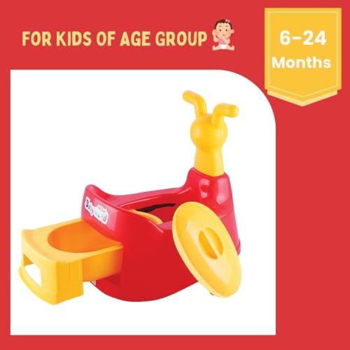 Image of Nabhya Potty Toilet Trainer Seat /Chair with Lid and High Back Support for Toddler Boys Girls (Age 7 Months to 3 Years) (Red)