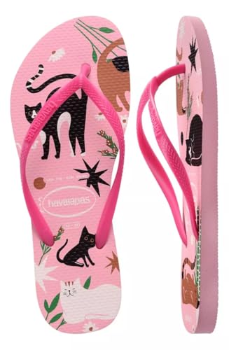 Chinelo Havaianas Slim Pets Feminino (Rosa, BR, Adulto, Faixa Numérico, M, 35, 36)