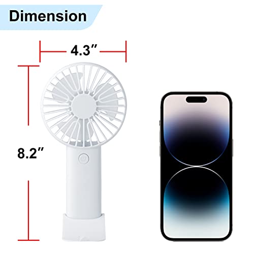 Noglufs Handheld Fan Portable Fan 3 Speed Mini Fan Personal Desk Fan Mobile Phone Can Be Placed With Basefor Men& Women Outdoor&Indoor (White) #TOP1