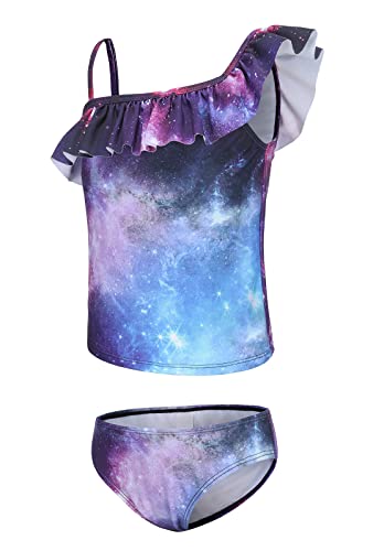 Image of Girls Two Piece Swimsuits Hawaiian Ruffle Tankini Swimwear Bathing Suit Set