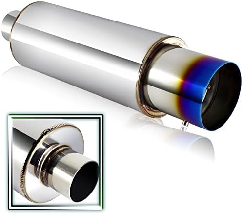 Miniatura 6 de DriftX Performance, Silenciador universal de punta de quemadura estilo N1 de 4 pulgadas, entrada de 2.5 pulgadas, silenciador de recipiente de