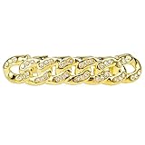 14k Gold Plated Cuban Link Grillz Iced Full Stone Bling Bottom Teeth Hip Hop Grills