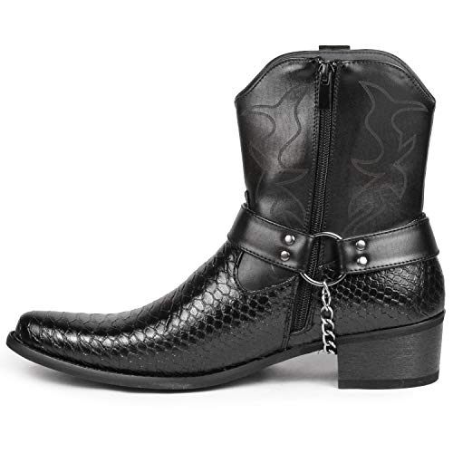 Metrocharm Diego-01 Men's Belt Buckle Chain Strap Western Cowboy Boots (13, Black) by Metrocharm - Used condition - Image 5