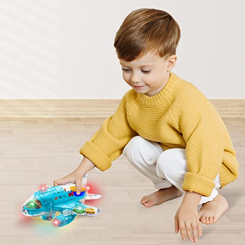 image for ArtCreativity Light Up Transparent Airplane Toy for Kids, 1PC, Bump an
