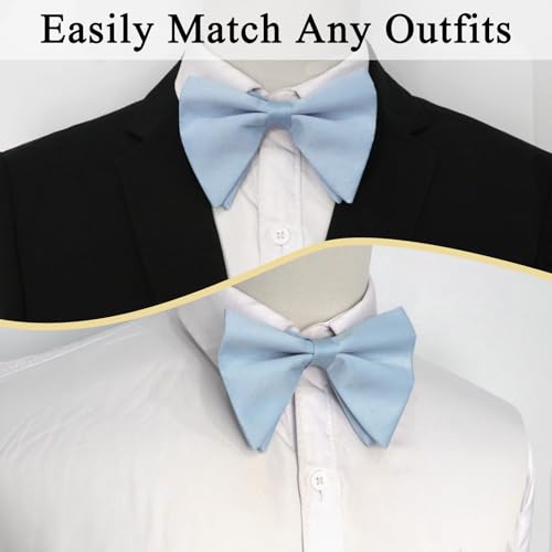 Image of Luckyvestir Oversized Bow Ties for Men, Pre Tied Clip on Men's Black Bowtie for Wedding Tuxedo Banquets Formal Wear